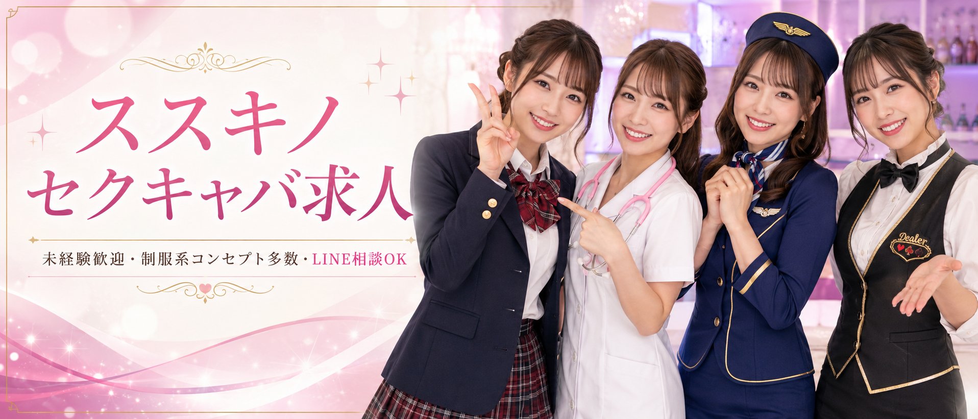 ススキノ セクキャバ求人 未経験歓迎 制服系コンセプト多数 LINE相談OK